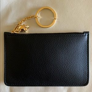 New in box, Alexander McQueen Zip Coin Key Ring Pouch, Black, Gold Hardware